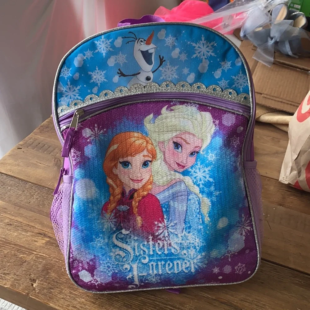Disney Frozen Elsa and Anna Backpack, “Sisters Forever” Purple